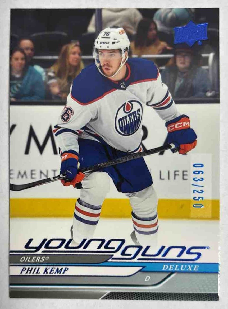 2024 Upper Deck Phil Kemp Deluxe Blue /250 #471 Young Guns RC Oilers