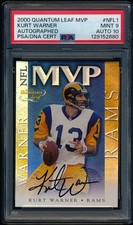 2000 Quantum Leaf Kurt Warner MVP Autograph /100 PSA 9 w/ 10 Auto Pop 1, Highest