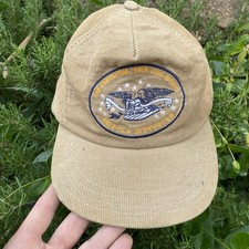 Vintage NRA Hat Tan Corduroy Made in USA Gun Rights 2nd Ammendment 80s 90s
