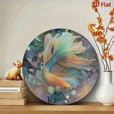 8 Flat Colorful Fishtail Aluminum Painting, Dreamy Ocean Theme New Year Foil Art