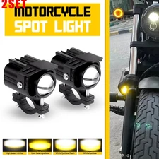 2Set 2X LED Motorcycle Spot Lights Headlight Driving Fog Auxiliary Lamp Yellow W