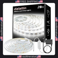 20FT White LED Strip Lights Dimmable 24V Daylight Flexible Tape Light Kit Decor
