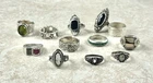 Lot Of 12 Vintage Sterling Silver Rings Sizes 5-8 Weight 54g