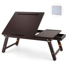 Adjustable Laptop Lap Desk, Foldable Bed Tray with Drawer Mouse/Phone Slot