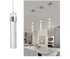 Led Pendant Lights Kitchen Island, Modern Brushed Nickel Bubble Crystal NEW