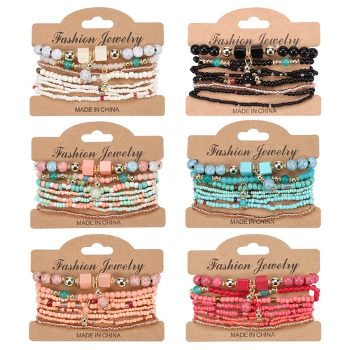 Juego de pulsera de cuentas bohemias hechas a mano para mujer cadena de cuentas coloridas de verano - Imagen 7 de 39
