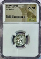 117-138 AD Hadrian Ancient Roman Silver Denarius Coin Rome Mint NGC Choice VF