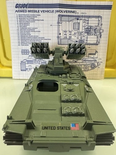 Hasbro 1983 GI Joe Wolverine, Great Condition, No Tow Rope, Includes Blueprint