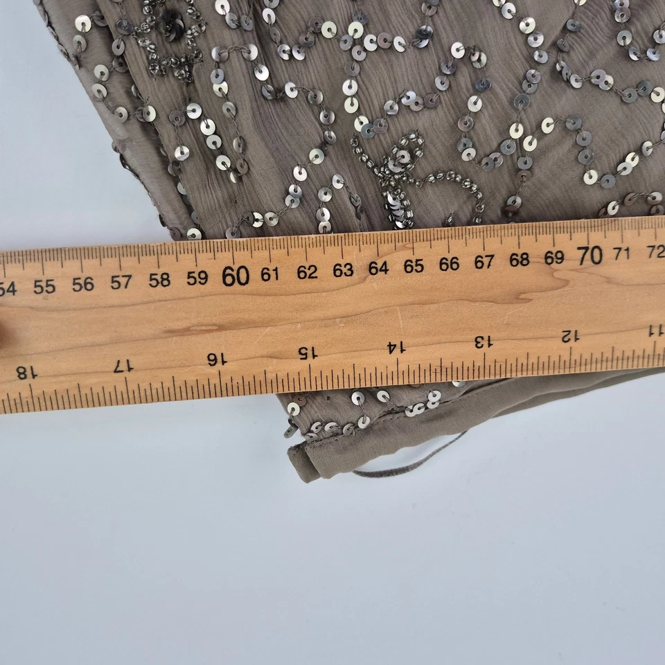 Юбка LAURA ASHLEY 10 бежевая женская из полиэстера с блестками украшенная миди - Изображение 3 из 4