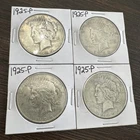 Peace Silver Dollars 1925 - Lot of 4 - 90% Silver Verified - Lot D