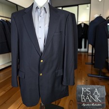 Joseph A Bank Blazer Mens 46XL Black with Gold Buttons Wool Flaw