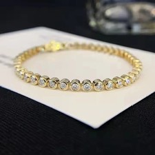 7Ct Round Cut Diamond Lab-Created Bezel Tennis Bracelet 14K Yellow Gold Plated