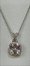 Kay Jewelers Sterling Silver Lab Created White “Cushion Cut” Sapphire Necklace