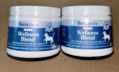 Fera Pets 2pk Wellness Blend Powder Health Supplement Cats Probiotics 120 Scoops