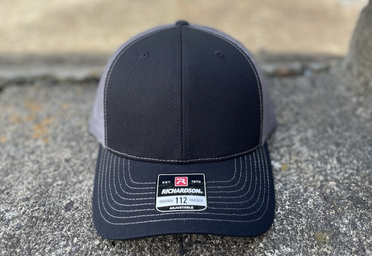 NEWRichardson 112 Trucker Hat Snapback closure *Black/Charcoal Mesh* Adjustable