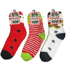 1 Pair Womens Girls Christmas Fluffy Cosy Socks Secret Santa Stocking Filler