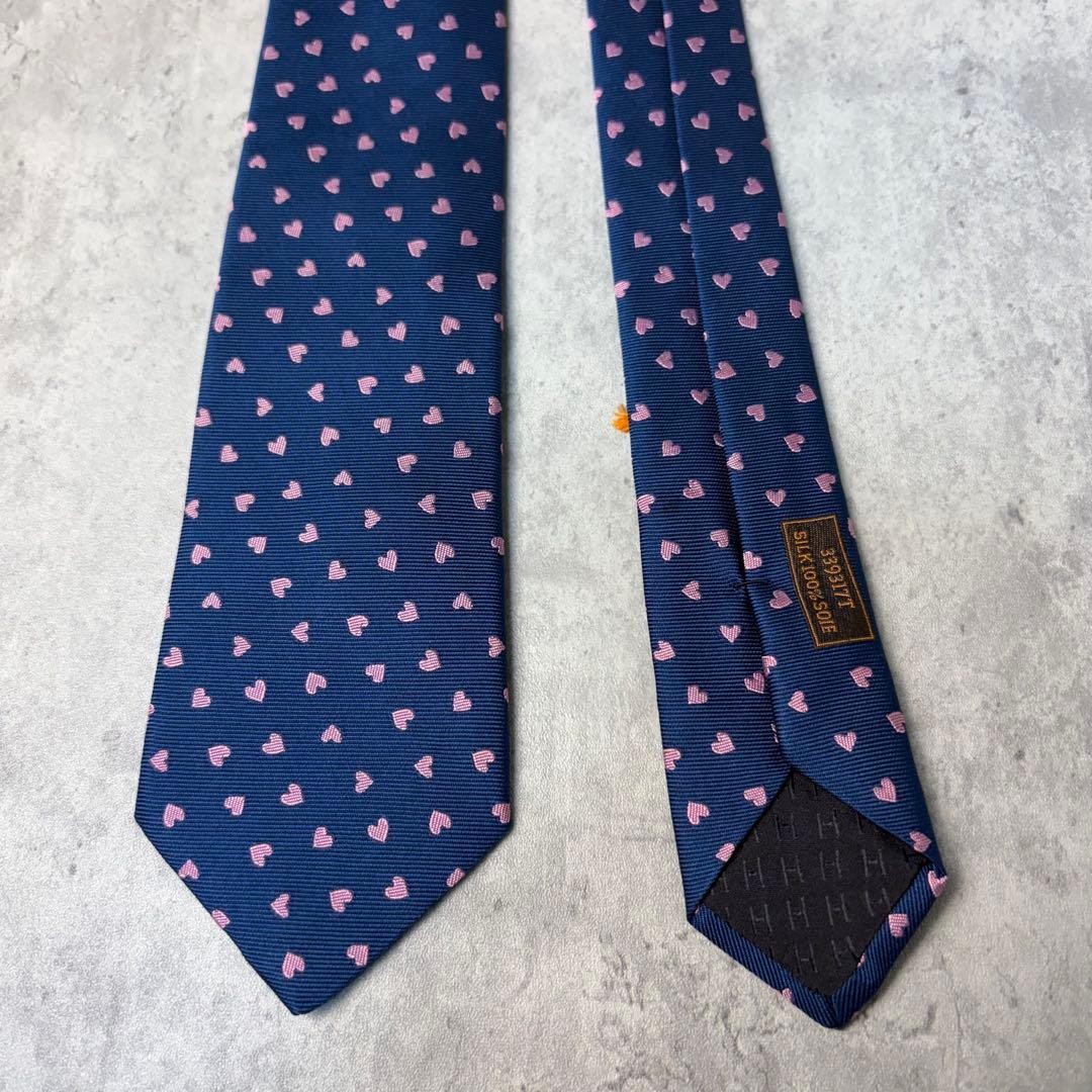 HERMES  Jacquard Heart Pattern Dot Pattern Tie Na… - image 2