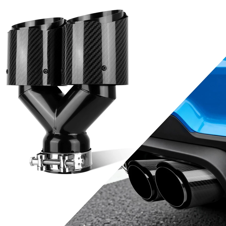 Pair Carbon Fiber Dual Exhaust Tip Pipe 2.5" inlet For Hyundai Genesis 3.8L 5.0L - Bild 2 von 4
