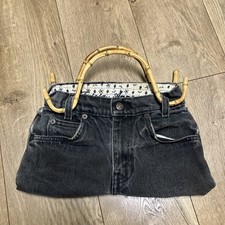 Levi Strauss Denim Handbag Bamboo Handle Y2k Vintage Custom Handmade Tricia Anne
