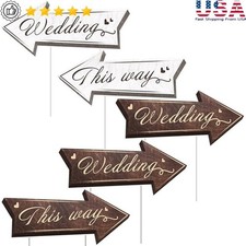 Wedding Directional Signs Set Double Sided Printed Outdoor Yard Decor W/ Stakes