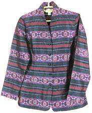 TB10421 - TALBOTS Women's Silk Blazer Jacket 3/4 Sleeve Striped Multi Size 6