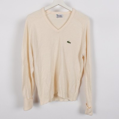 Vintage Izod Lacoste Sweater Mens Medium Wool V Neck Pullover Alligator 80s USA