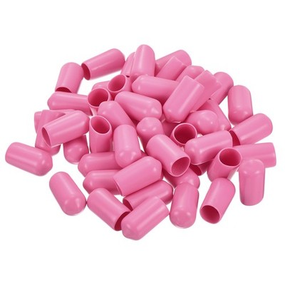 50pcs Rubber End Caps 8mm(5/16'') ID Screw Thread Protectors Pink