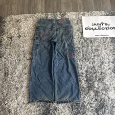 Vintage Jnco Tribal Crown Blue Denim Embroidered Y2K Jeans Men  s Size 30x29