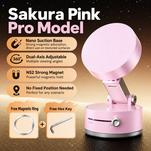 Magnetic Vacuum Suction Phone Holder Car Mount 360° Adjustable Foldable N52