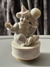 Vintage Porcelain Clown Musical Wind Up Plays Send In The Clowns