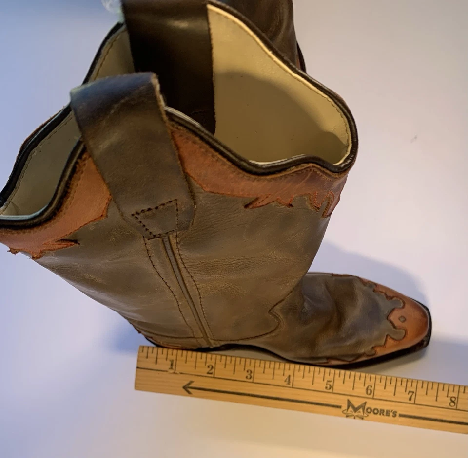 Ковбойские сапоги Old West детские с коротким носком коричневые с кончиком крыла и воротником для ребенка ясельного возраста размер 12 - Изображение 4 из 4