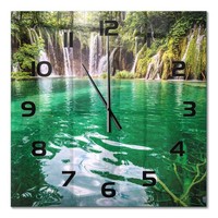 Stilvolle Wanduhr Mit Leisem Uhrwerk Plitvicer Seen Schwarze Zeiger 60X60 Cm