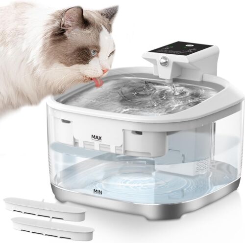 Cat Water Fountain, Spofan 4L Pet Fountain 5000mAh Battery Operated with Sensor,