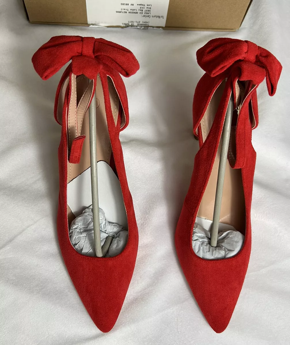 ZBY Womens Red Bow Ankle Strap Heels Size 8 (store return item) | eBay