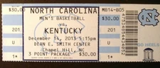 North Carolina Tar Heels 2013 NCAA basketball ticket stub vs Kentucky Wildcats