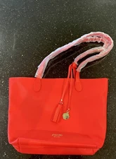 New Shiseido Faux Leather Red Tote With Tassel