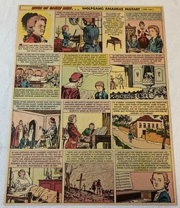 1956 cartoon page ~ WOLFGANG AMADEUS MOZART