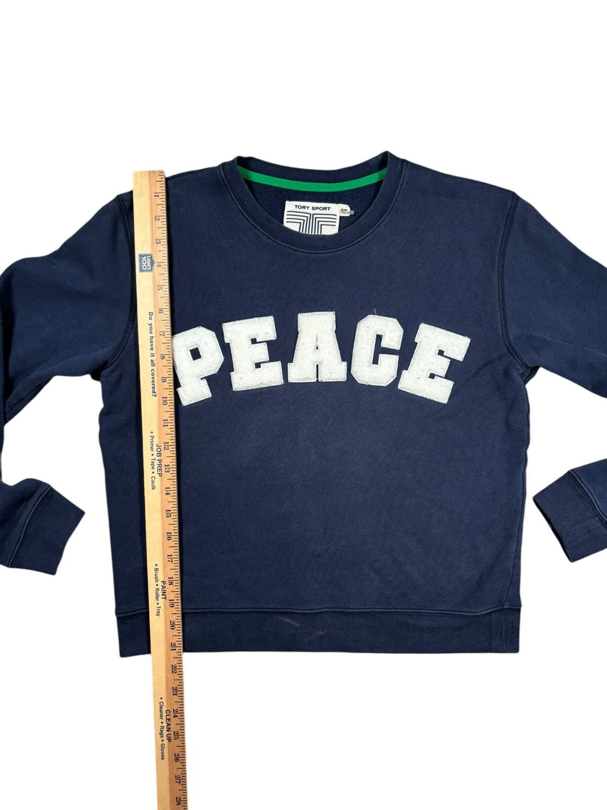Felpa girocollo Tory Burch Sport Graphic PEACE blu navy taglia small pullover