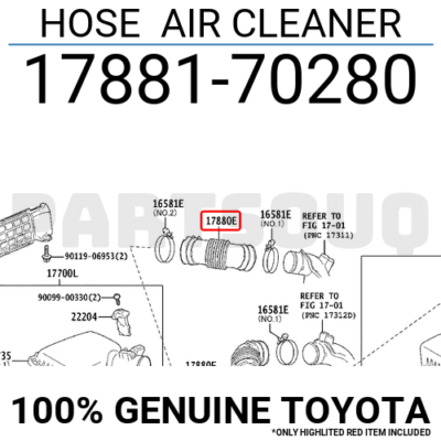 1788170280 Genuine Toyota HOSE AIR CLEANER 17881-70280 | eBay