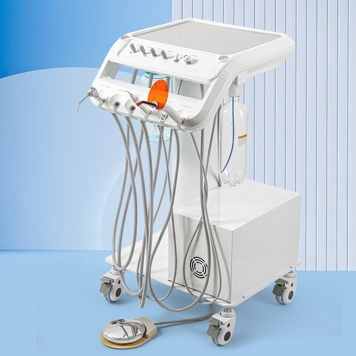 Dental Portable Cart Delivery Unit with Air Compressor LED Curing Light Scaler