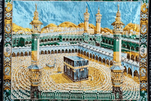 Arazzo/tappeto da parete Mecca finemente lavorato 6' x 4' + frange - Foto 3 di 5