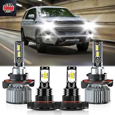 For GMC Yukon 2007 - 2014 - 4x 6500k Combo LED Headlight Hi/Lo Fog Light Bulbs