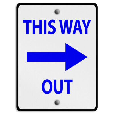Vertical Metal Sign Directional A-Frame Right F Exit Weatherproof Street