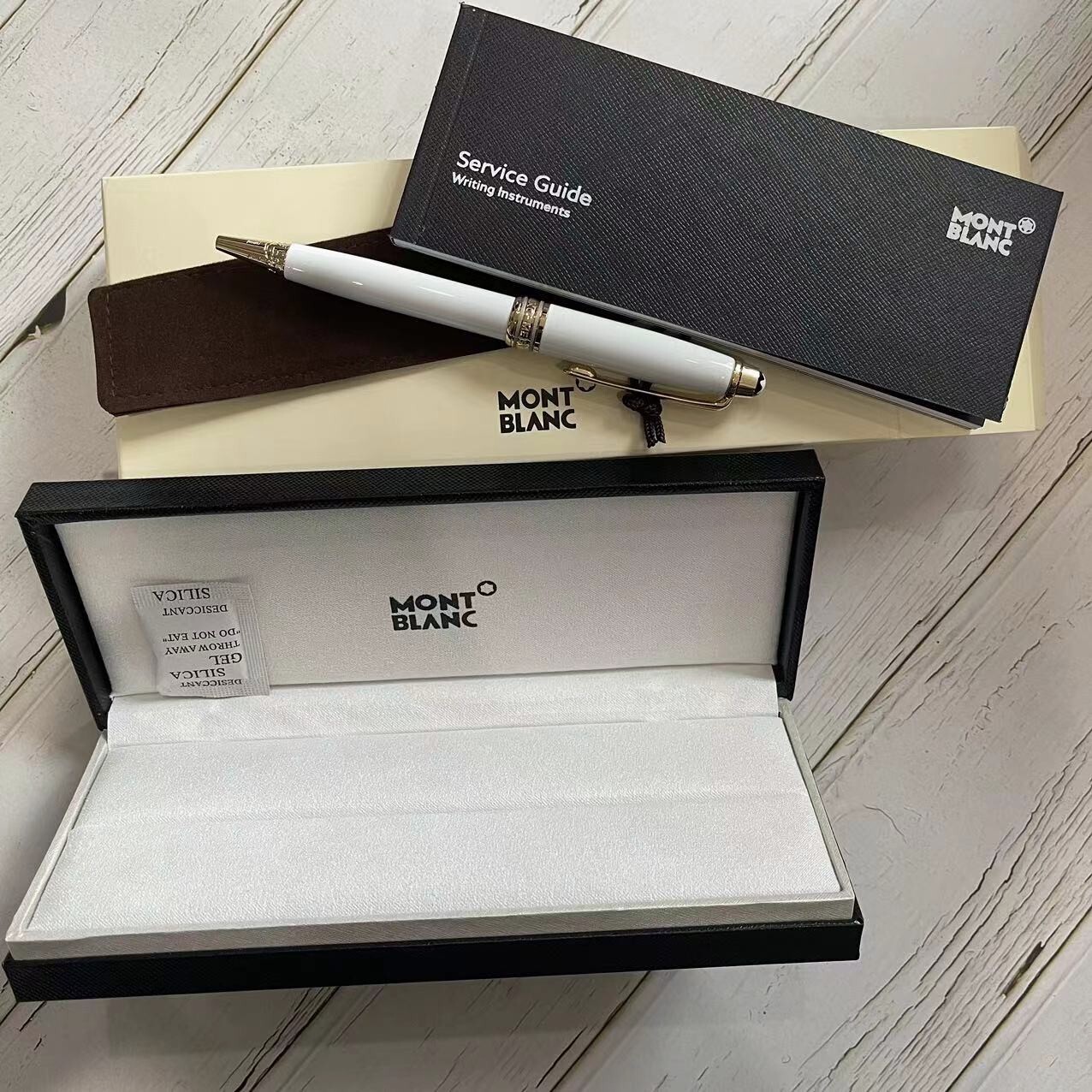 New meisterstack mb164 gold white ballpoint pen With Box
