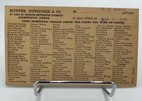 Vtg c.1932 Bitter Hunsicker & Co. Advertisement Postcard