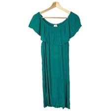 LOFT Emerald Green Off Shoulder Gauze Midi Dress M