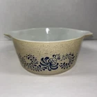 Vtg Pyrex 1.5 qt Homestead Speckled Tan and Blue Casserole Dish #474-B. HR