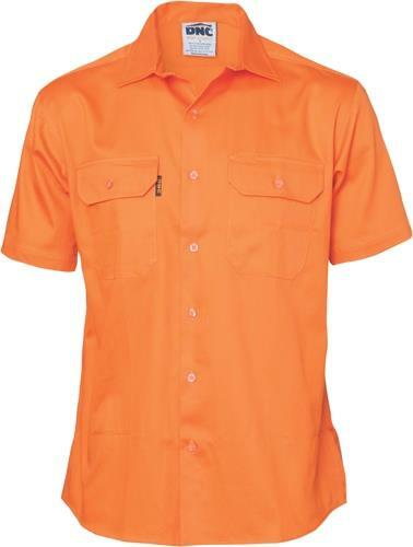 3 x DNC Workwear Cotton Drill Work Shirt Short Sleeve Khaki Green Navy Sky 3201 - Picture 5 of 7