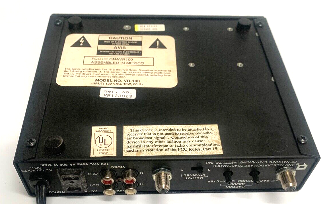 NCI TeleCaption Closed Caption Decoder Model VR-100 Untested