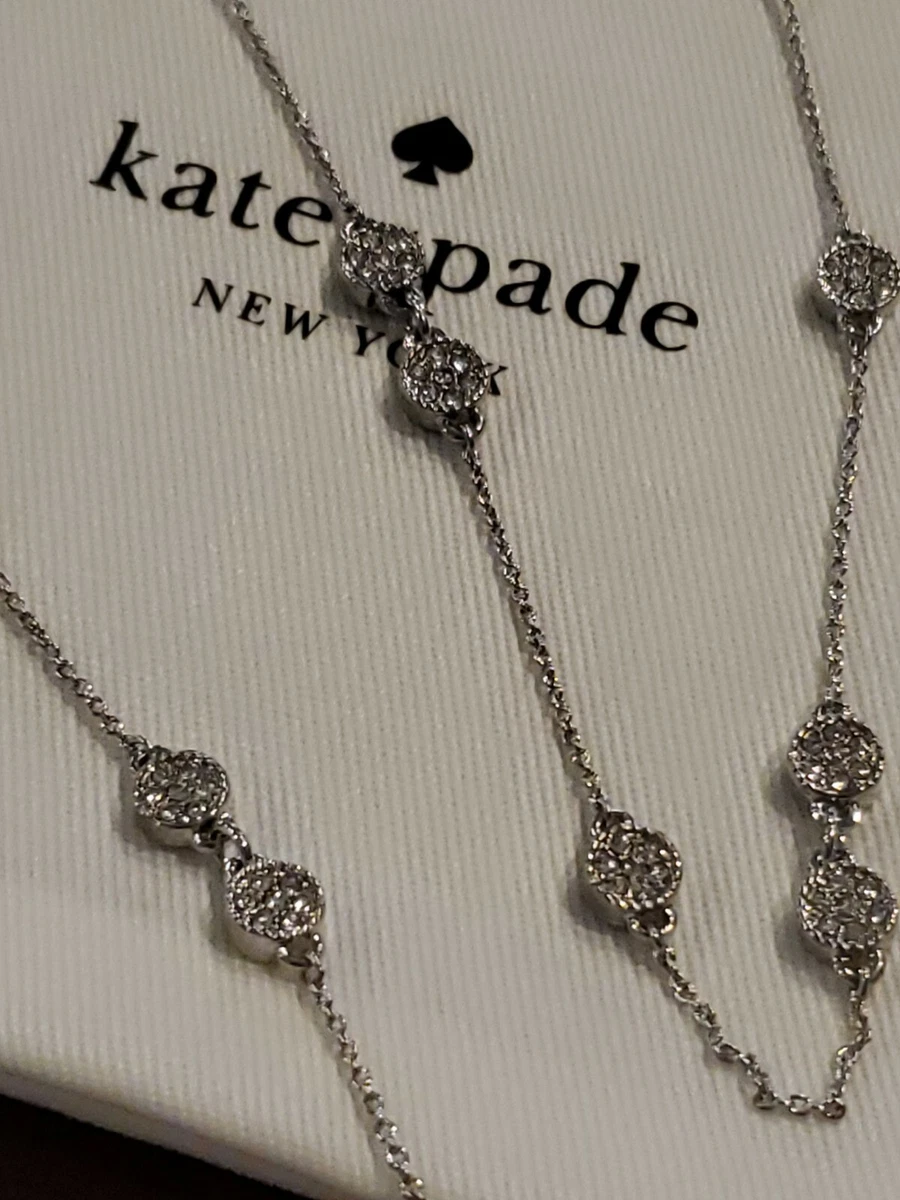 Kate Spade Silver Gatsby Dot Mini Scatter Crystal Long Necklace NWT 149